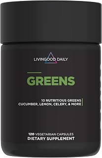 Livingood Daily Greens Capsules, 10+ Super Greens Supplement, 30-Day Supply