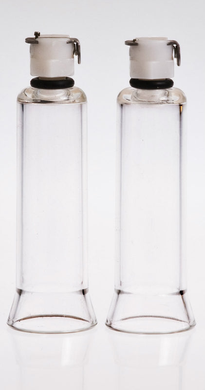 The Phenom Womans Pump Accessory Pair of 2 Nipple Acrylic Cylinder 1 1/4 (1.25)" Inches Wide and 3 1/2 (3.5)" Inches Long + Female Hose Connector Attachment - Medium