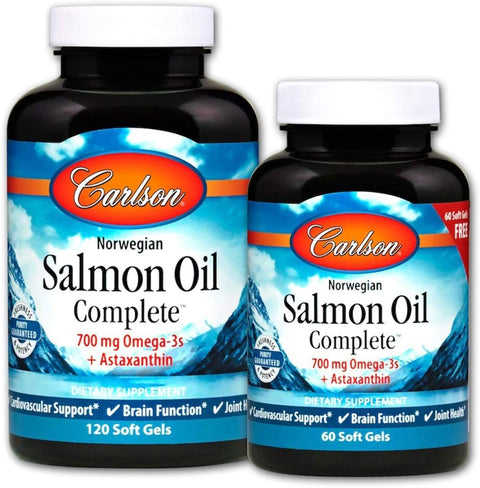 Carlson Salmon Oil Complete, 700 mg, from Norway, 120 + 60 Softgels