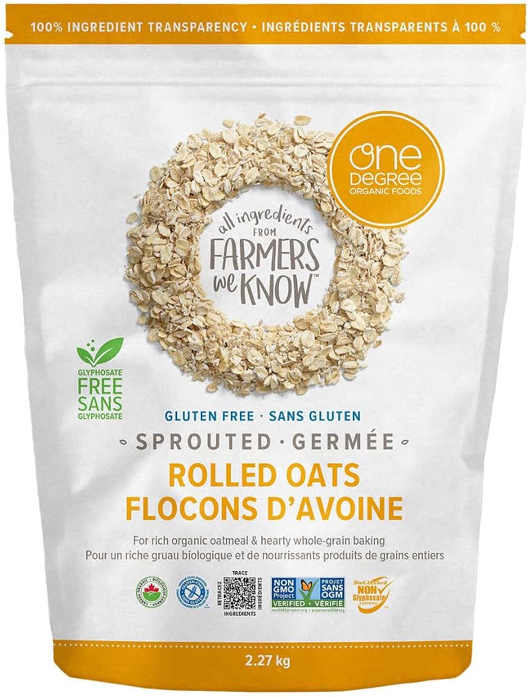 One Degree Organic Foods, Gluten Free Sprouted Rolled Oats, 2.27kg/5 lbs. {Imported from Canada}, 80 Ounces