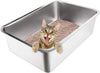 Stainless Steel Cat Litter Box with High Sides - Never Absorbs Odor, Stains or Rusts - Non - Image 1