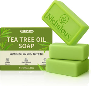 Tea Tree Soap, Relief Soap Bar Infused with Tea Tree Oil, Natural Foot & Body Soaps for Healthy Skin, Addresses Foot Discomfort and Skin Irritations, Gentle Exfoliating Bar Soap for Men Women