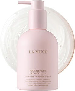 La Muse Nourishing Oil Cream To Foam | Facial Cleanser | Sensitive Skin | Hydrating Face Wash | Non-Drying & Gentle Face Cleanser | Moisturizing Pore Cleanser | Makeup Remover | Korean Skin Care