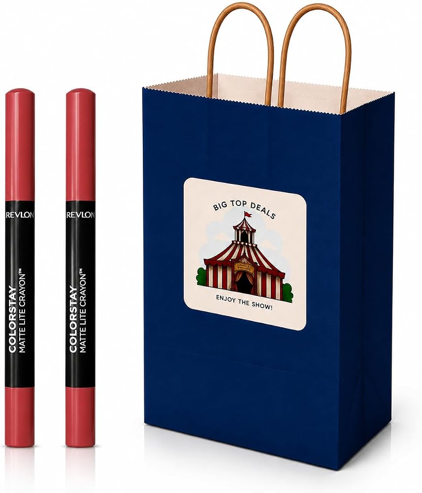 2-Piece Matte Lip Crayon Revlon Gift Set - 008 She's Fly Mauve Rose Shade, Long Lasting Velvet Lipstick Makeup Bulk Pack for Women, White Office Party Game Prize & Secret Santa Stocking Stuffer