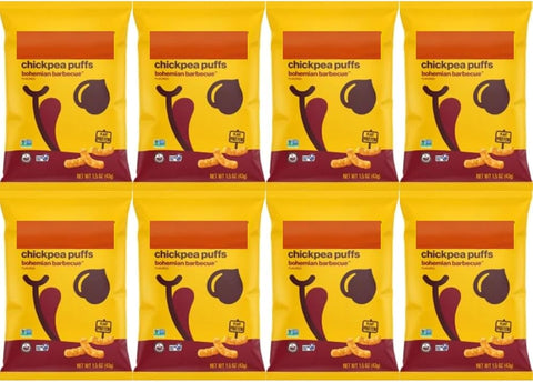 Chickpea Puffs 1.5 oz (8-Pack) – Vegan, Gluten-Free, Bohemian Barbecue Snack – Crunchy Plant-Based Protein Chips for Healthy Snacking