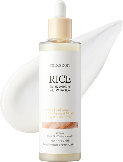 Mixsoon White Rice Peeling Ampoule - White rice exfoliant, Gentle Exfoliating Serum for Smooth, Radiant Skin, Dead Skin Cells Remover 100ml / 3.38 fl.oz. Korean Glass Skin Care