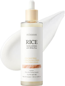 Mixsoon White Rice Peeling Ampoule - White rice exfoliant, Gentle Exfoliating Serum for Smooth, Radiant Skin, Dead Skin Cells Remover 100ml / 3.38 fl.oz. Korean Glass Skin Care