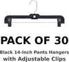 Big TOP DEALS USA 14-Inch Black Plastic Hangers with Adjustable Clips, Pants and Skirt Han - Image 2