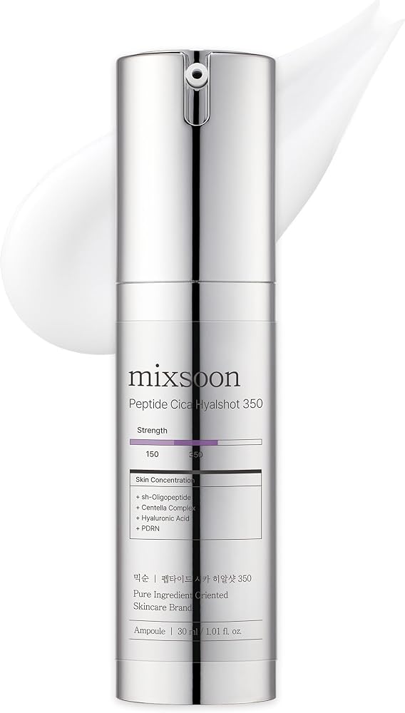 Mixsoon Peptide Cica Hyalshot 350 - Firming, Soothing, Centella Asiatica and Hyaluronic Acid, Lightweight Formula for Radiant, Balanced Skin 30ml / 1.01 fl.oz. Korean Glass Skin Care