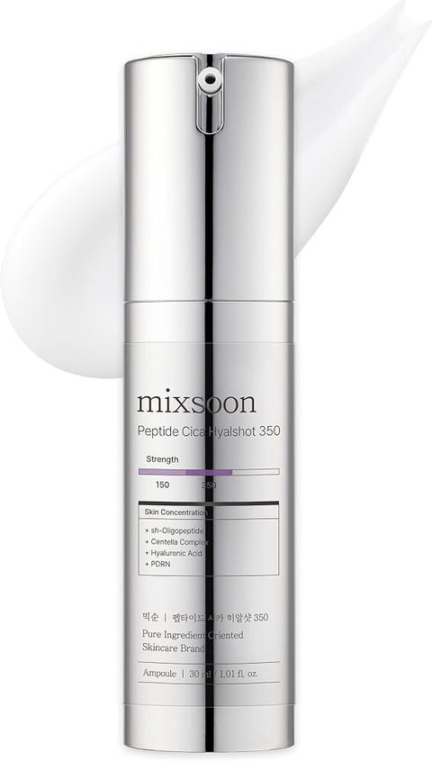 Mixsoon Peptide Cica Hyalshot 350 - Firming, Soothing, Centella Asiatica and Hyaluronic Acid, Lightweight Formula for Radiant, Balanced Skin 30ml / 1.01 fl.oz. Korean Glass Skin Care
