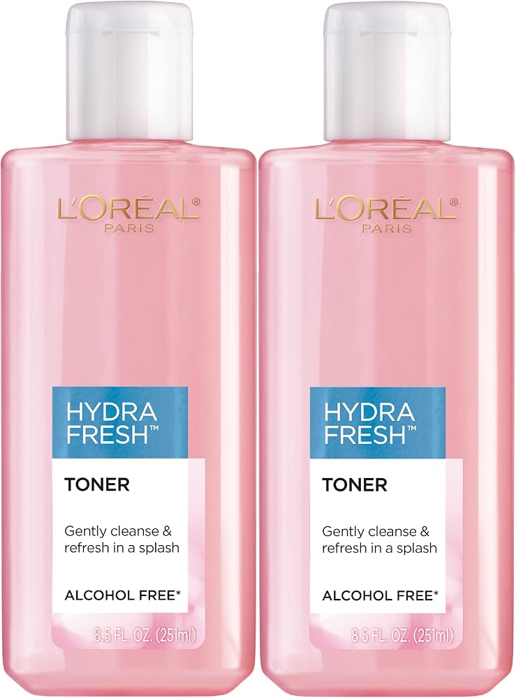 L'Oreal Paris Skincare HydraFresh Toner Face Toner with Pro-Vitamin B5 for a Smoother, Brighter Complexion, 2 Count - Personal Care