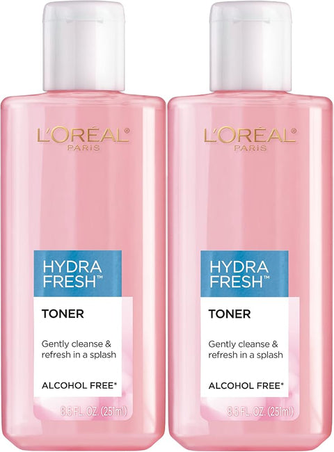 L'Oreal Paris Skincare HydraFresh Toner Face Toner with Pro-Vitamin B5 for a Smoother, Brighter Complexion, 2 Count - Personal Care