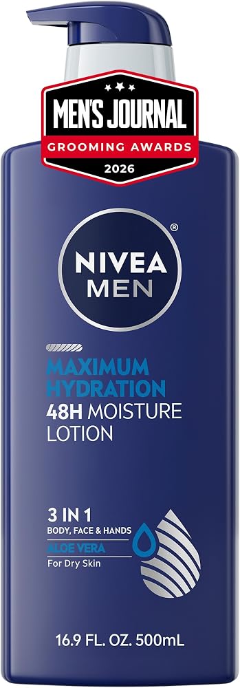 NIVEA MEN Maximum Hydration Lotion, 48-Hour Body Moisturizer, 16.9 FL OZ