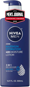 NIVEA MEN Maximum Hydration Lotion, 48-Hour Body Moisturizer, 16.9 FL OZ