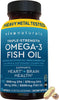 Viva Naturals Omega 3 Fish Oil Supplement for Women and Men - 2500 mg Triple Strength Fish Oil per Serving with Omega 3 Fatty Acids Including EPA, DHA DPA - 60 Pescatarian-Friendly Softgels