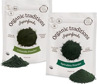 Organic Traditions Spirulina Chlorella Superfood Powder, 2-Pack
