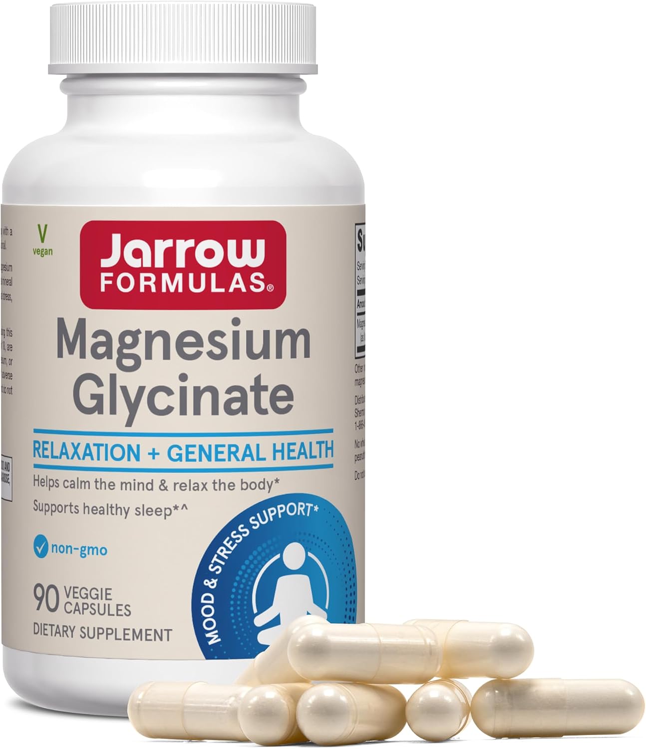 Jarrow Magnesium Glycinate, Support Relaxation & Healthy Sleep, 90 Capsules