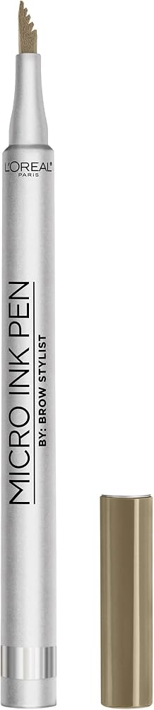 L'Oreal Paris Micro Ink Pen by Brow Stylist, Longwear Brow Tint, Hair-Like Effect, Up to 48HR Wear, Precision Comb Tip, Blonde, 0.033 fl; oz.