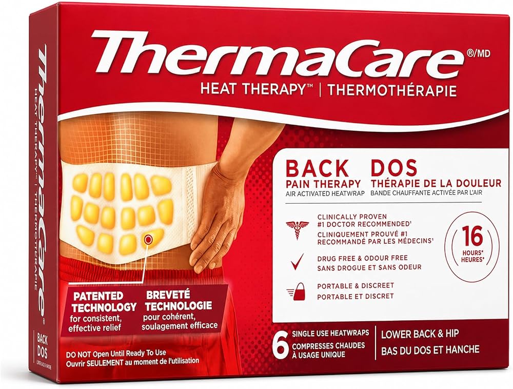 ThermaCare Heatwraps Advance Back Pain Therapy Stretch Fit S-XL, 6 count