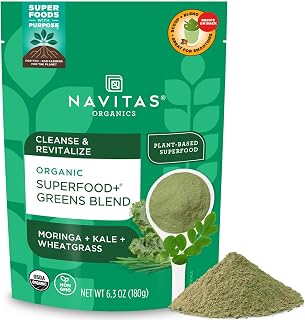 Navitas Organics Superfood+ Greens Blend for Detox Support (Moringa + Kale + Wheatgrass), 6.3oz Bag, 30 Servings — Organic, Non-GMO, Vegan, Gluten-Free, Keto & Paleo.…