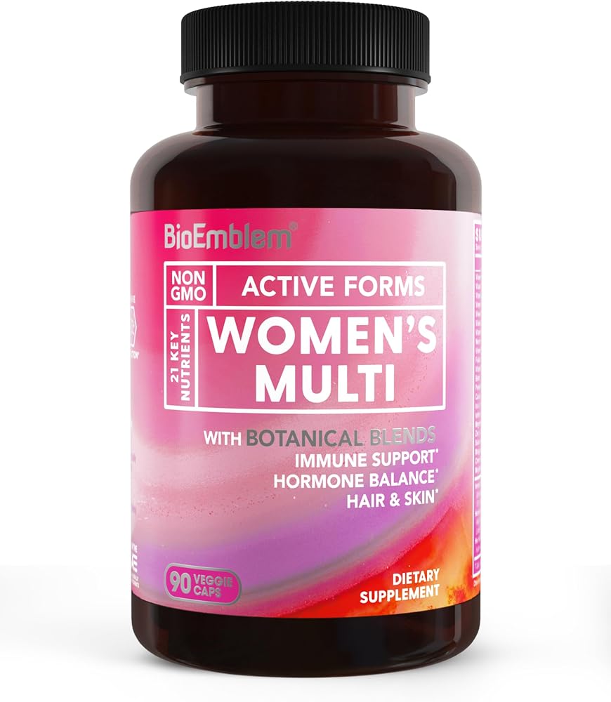 BioEmblem Women's Multivitamin - 21 Active Vitamins & Minerals - 90 Caps