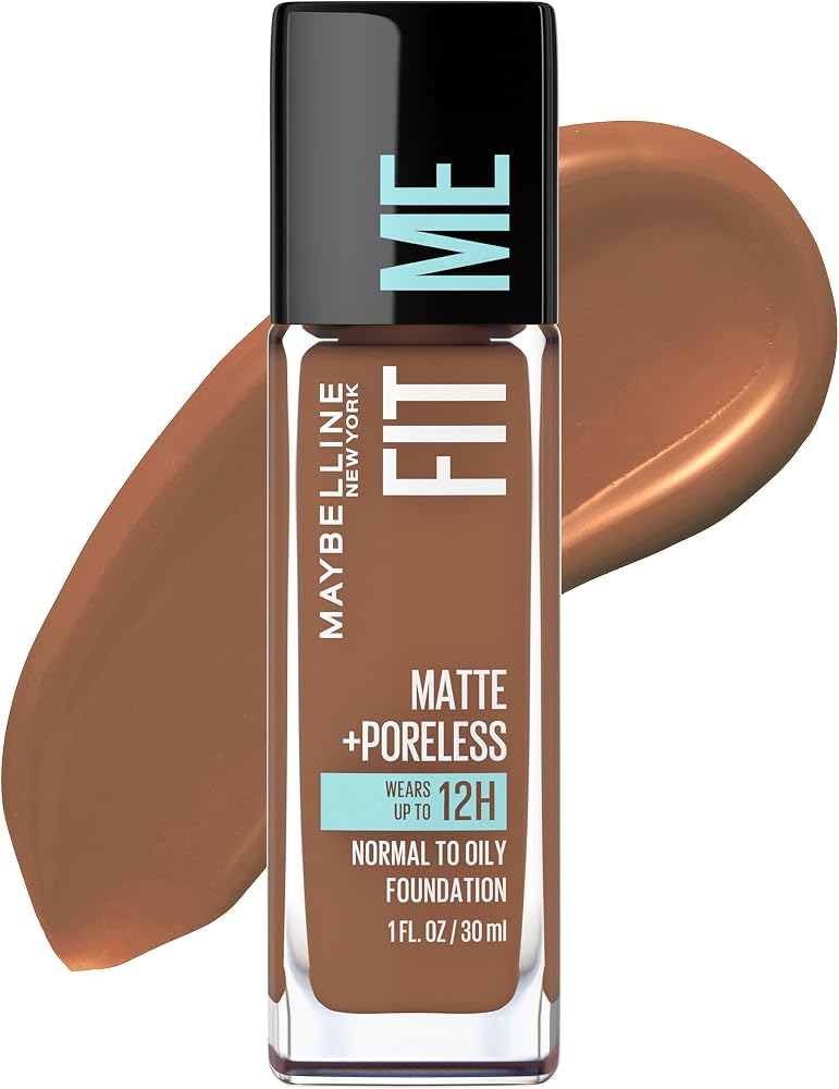 Maybelline Fit Me Matte + Poreless Liquid Foundation Makeup, Truffle, 1 fl; oz; Oil-Free Foundation