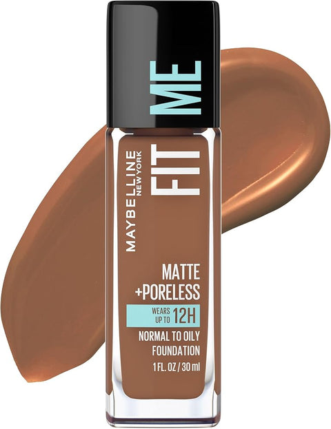 Maybelline Fit Me Matte + Poreless Liquid Foundation Makeup, Truffle, 1 fl; oz; Oil-Free Foundation