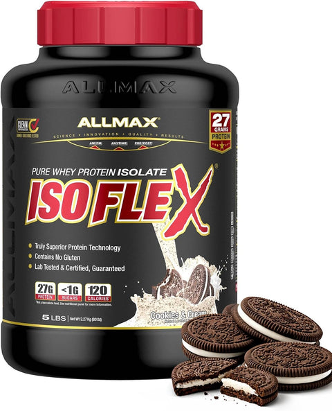 ALLMAX ISOFLEX Whey Protein Isolate, Cookies & Cream, 5 lb