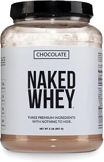 NAKED Whey Chocolate Protein Powder - Only 3 Ingredients - Grass Fed Whey Protein Powder, Organic Chocolate and Organic Coconut Sugar, NSF Certified, No GMO, No Soy, and Gluten Free - 24 Servings