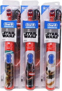 Oral-B Kid's Battery Power Toothbrush with Timer Featuring Disney's Star Wars Characters, Red, Pack of 3, Chewbacca, Darth Vader, and BB-8