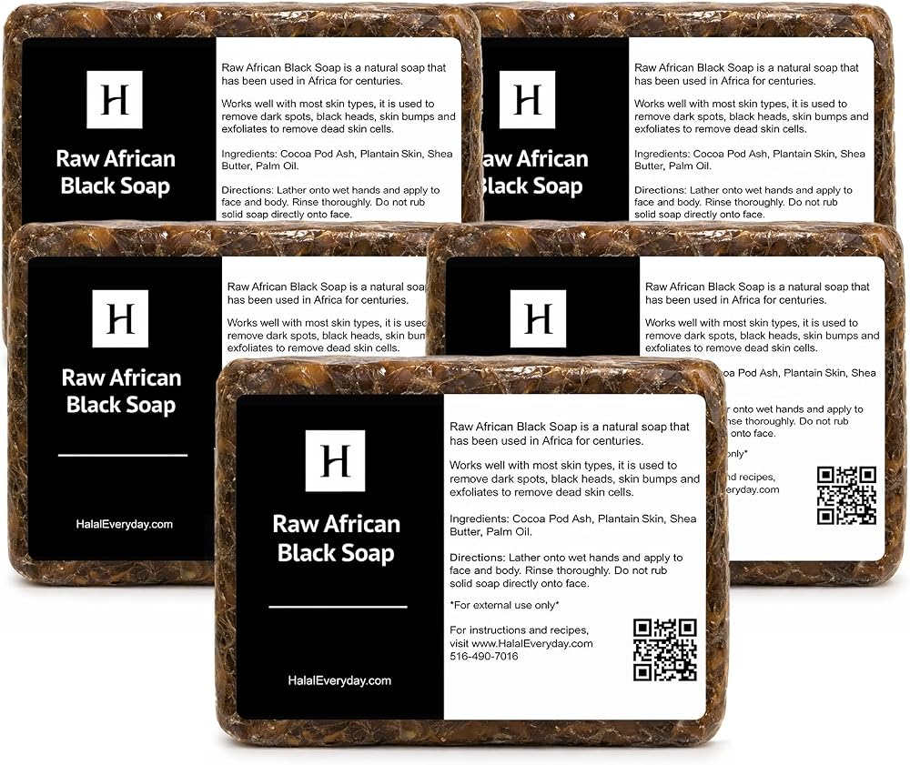 Halaleveryday 5 lb African Black Soap Bar from Ghana with Shea Butter - Personal Care