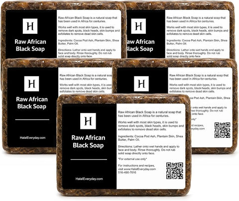 Halaleveryday 5 lb African Black Soap Bar from Ghana with Shea Butter - Personal Care