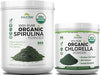 Zazzee USDA Organic Spirulina and Chlorella Powder | Organic Greens Superfood Bundle with Broken Cell Wall Chlorella (6oz) Plus Raw Spirulina Algae (35oz) | Non-GMO Vegan & ISO Lab Tested