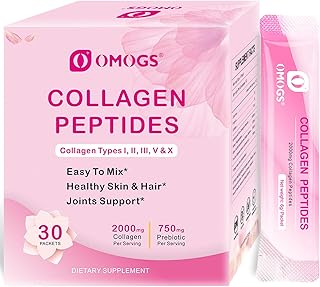 OMOGS Collagen Peptides Powder, with Prebiotics & Cranberry Extract -Hydrolyzed Collagen Peptides Support Hair, Skin, Nail, Bone & Digestive Health, Grass Fed, Non-GMO, for Women & Men