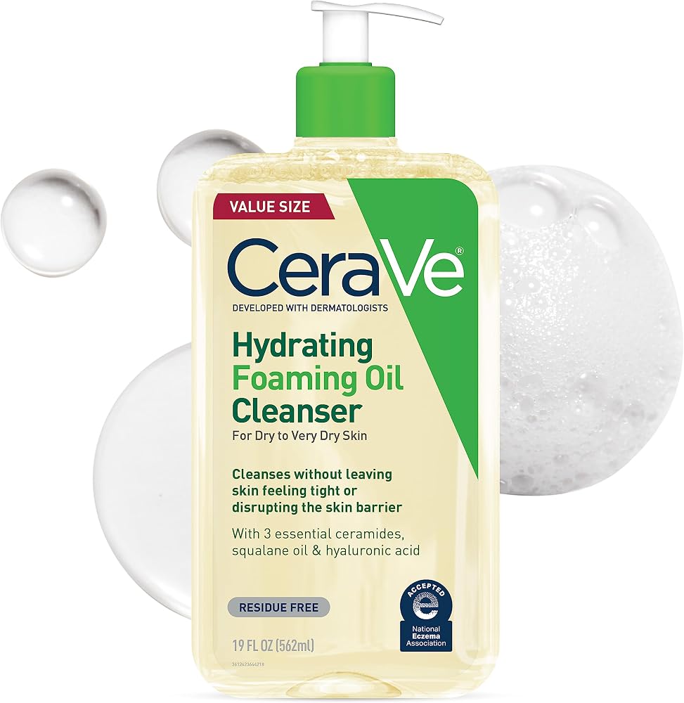 Cerave Hydrating Foaming Oil Facial Cleanser, Gentle Face Cleanser, 19oz - Personal Care