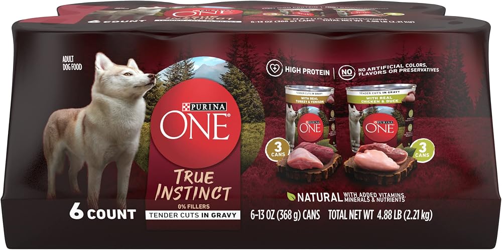 Purina ONE True Instinct Variety Wet Dog Food, Tender Cuts, (6) 13oz Cans