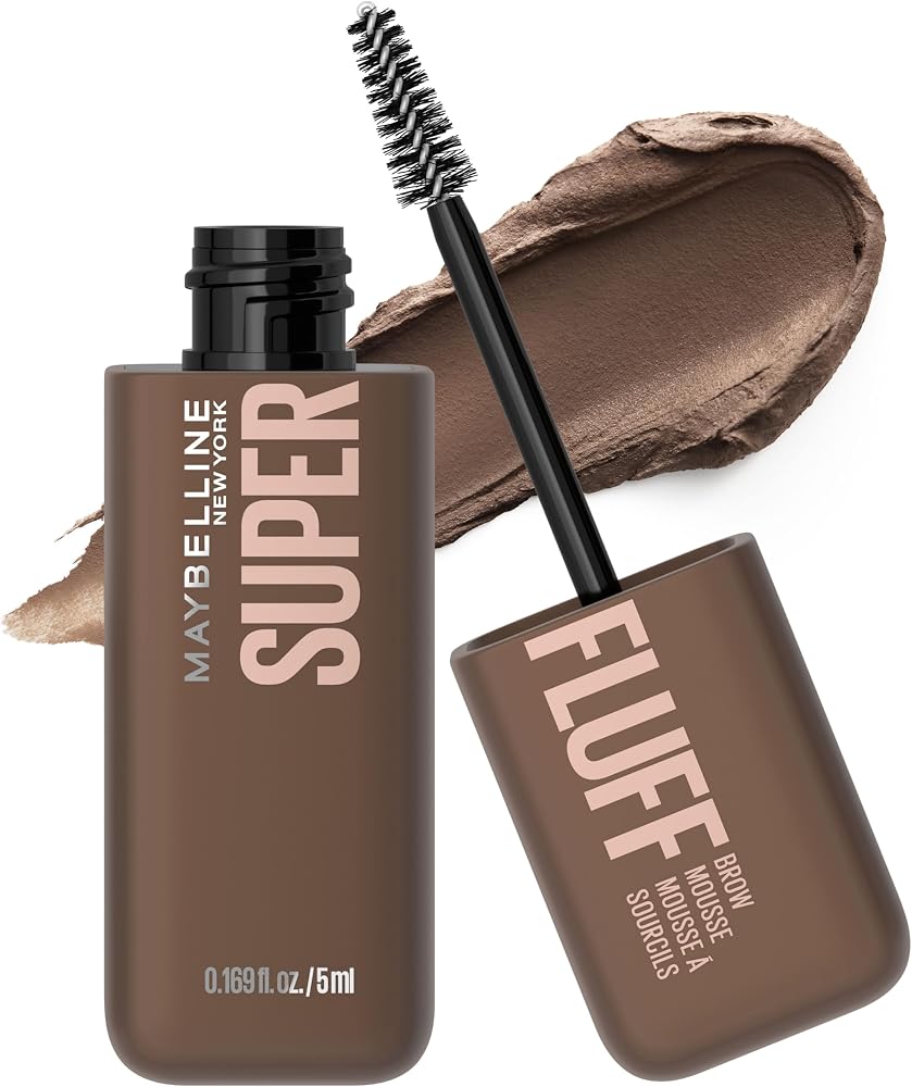 Maybelline Superfluff Volumizing Brow Mousse, All Day Tinted Brow Gel For Soft Full Brows, Medium Brown, 1 Count