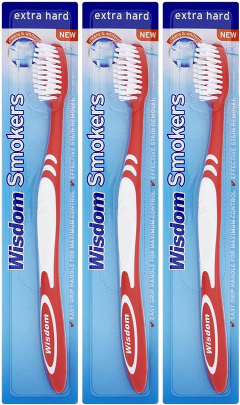 3X Wisdom Smokers Extra Hard Brush Toothbrush (Previously Addis) by Wisdom