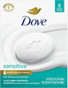 Dove Beauty Bar Soap Sensitive, 8 Bars for Sensitive Skin, Fragrance Free and Hypoallergen - Image 1