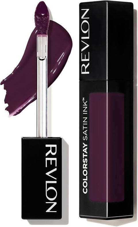 REVLON ColorStay Satin Ink Crown Jewels Liquid Lipstick, Longlasting & Waterproof Lipcolor, Moisturizing Creamy Formula Infused with Black Currant Seed Oil, 036 Royal Amethyst, 0.17 fl oz. - Lip Makeup - Beauty