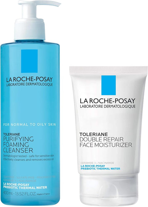 Bundle of La Roche-Posay Toleriane Purifying Foaming Facial Cleanser + Toleriane Double Repair Face Moisturizer - Personal Care