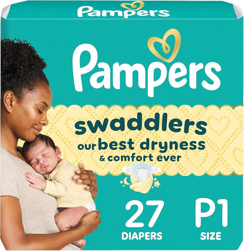 Pampers Swaddlers Newborn Diapers, Size Preemie (6 lbs), , Fragrance Free, Hypoallergenic, Absorbent, Pediatrician Recommended, Skin Safe - Perfume - Beauty