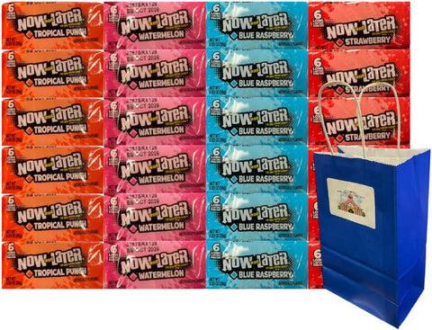 Generic Now and Later Taffy Candy, 6 Blue Raspberry, 6 Tropical, 6 Watermelon, 6 Strawberry, Candy for All Occasions - 0.93 Ounce, 24 Pack