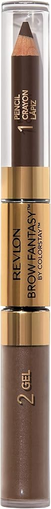 Revlon Eyebrow Gel & Pencil, ColorStay Brow Fantasy 2-in-1 Eye Makeup, Longwearing with Precision Tip, 106 Dark Brown, 0.04 Oz