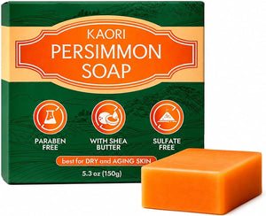 Deodorizing Persimmon Soap – with Japanese Persimmon Extract and Olive & Coconut Oil, Gentle Natural Body Soap for Dry & Mature Skin, Men & Women - Personal Care