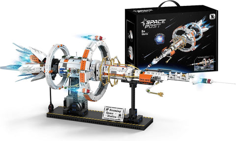 Space Station Building Sets with LED Lights & Motor for Adults Kids