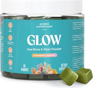 Akasha Superfoods Glow Sea Moss Gummies, Hair Skin & Nails Vitamins, 60ct