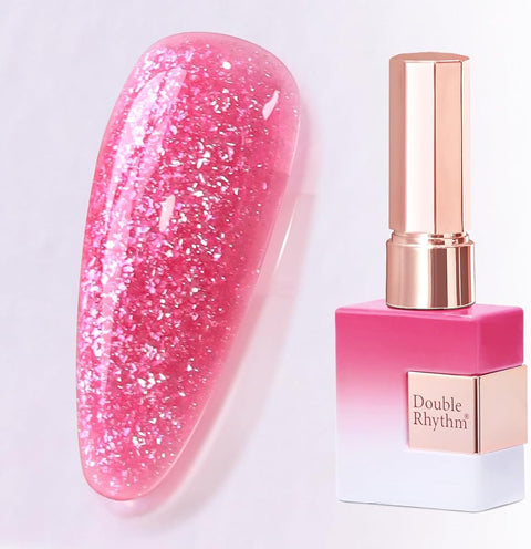 Double Rhythm 0.5Oz Glitter Gel Polish Shimmer Reflective Color for Nail Art Salon DIY Soak Off 15ml Nail Lamp Gel Polish at Home (Silver Sequin-B1017)