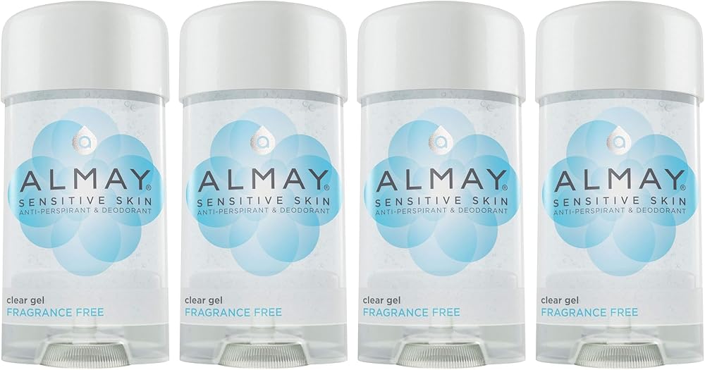 Almay Sensitive Skin Clear Gel Anti-Perspirant & Deodorant, Fragrance Free,2.25 oz(4 Pack)