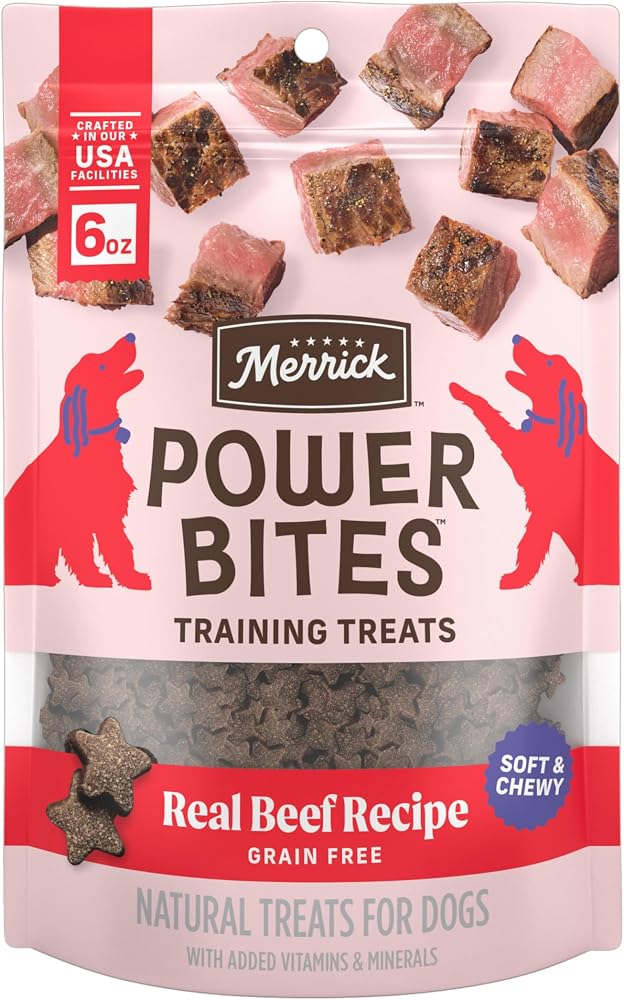 Merrick Power Bites Real Beef Natural Grain Free Dog Treats 6 oz Pouch